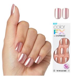 KISS imPRESS No Glue Mani Press On Nails, Color FX, ‘Satellite’, Light Pink, Short Size, Squoval Shape, Includes 30 Nails, Prep Pad, Instructions Sheet, 1 Manicure Stick, 1 Mini File(Wanderlust)