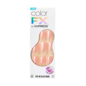 KISS imPRESS No Glue Mani Press On Nails, Color FX, ‘Satellite’, Light Pink, Short Size, Squoval Shape, Includes 30 Nails, Prep Pad, Instructions Sheet, 1 Manicure Stick, 1 Mini File(The Weekends)