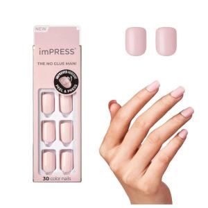 KISS imPRESS No Glue Mani Press On Nails, Color, ‘Point Pink’, Pink, Short Size, Squoval Shape, Includes 30 Nails, Prep Pad, Instructions Sheet, 1 Manicure Stick, 1 Mini File(Pick me Pink)