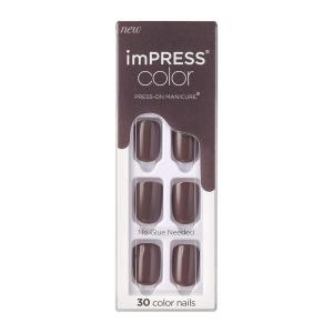 KISS imPRESS No Glue Mani Press On Nails, Color, ‘Try Gray’, Gray, Short Size, Squoval Shape, Includes 30 Nails, Prep Pad, Instructions Sheet, 1 Manicure Stick, 1 Mini File(Try Gray)