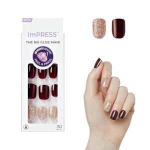 KISS imPRESS No Glue Mani Press On Nails, Design, ‘No Other’, Red, Short Size, Squoval Shape, Includes 30 Nails, Prep Pad, Instructions Sheet, 1 Manicure Stick, 1 Mini File