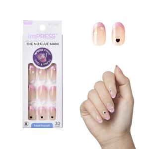KISS imPRESS No Glue Mani Press On Nails, French, ‘Ditto’, Light Neutral + Pink Tip French, Short Size, Oval Shape, Includes 30 Nails, Prep Pad, Instructions Sheet, 1 Manicure Stick, 1 Mini File(Ditto)