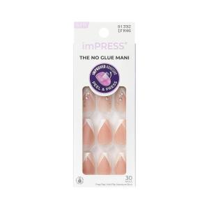 KISS imPRESS No Glue Mani Press On Nails, French, ‘Illusion’, Dark Neutral + Black Tip French, Medium Size, Almond Shape, Includes 30 Nails, Prep Pad, Instructions Sheet, 1 Manicure Stick, 1 Mini File(Light Neutral + White Tip French(Coffin Shape))