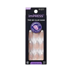 KISS imPRESS No Glue Mani Press On Nails, Premium, ‘Best Life’, Blue, Medium Size, Almond Shape, Includes 30 Nails, Prep Pad, Instructions Sheet, 1 Manicure Stick, 1 Mini File(Memory Lane)