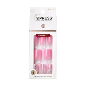 KISS imPRESS No Glue Mani Press-On Nails, Design, ‘Dream It Up’, Light Pink, Short Size, Wider Squoval Shape, Includes 30 Nails, Prep Pad, Instructions Sheet, 1 Manicure Stick, 1 Mini File(Light Pink)