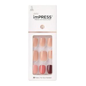 KISS imPRESS Press-On Manicure, Nail Kit, PureFit Technology, Short Press-On Nails, Square, ‘Flawless’, Includes Prep Pad, Mini Nail File, Cuticle Stick, and 30 Fake Nails Purple and Silver(Before Sunset)