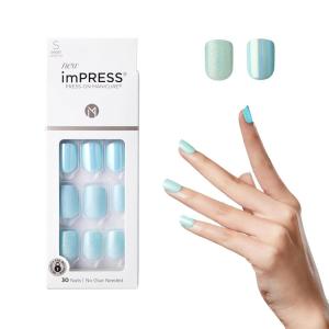 KISS imPRESS Press-On Manicure, Nail Kit, PureFit Technology, Short Press-On Nails, Square, ‘Flawless’, Includes Prep Pad, Mini Nail File, Cuticle Stick, and 30 Fake Nails Purple and Silver(Rain Check)
