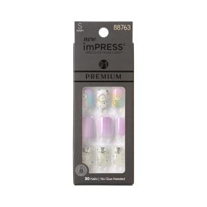 KISS imPRESS Press-On Manicure Premium Collection Fake Nails – Sweet Life, Purple Jelly Squiggle, Short & Square, Easy To Apply, Super Hold, Chip Proof, Smudge Proof, No Dry Time, Durable | 30 Count