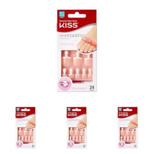 Kiss Everlasting French Nail Manicure, Chip-Free, Flexi-Fit Technology, Real Short, “String of Pearls”, Nail Kit with Pink Nail Glue (Net Wt. 2g / 0.07oz), Mini File, Manicure Stick, and 28 Fake Nails(1 Count (Pack of 96))