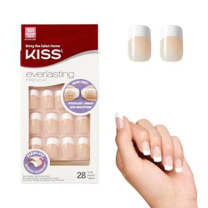 Kiss Everlasting French Nail Manicure, Chip-Free, Flexi-Fit Technology, Real Short, “String of Pearls”, Nail Kit with Pink Nail Glue (Net Wt. 2g / 0.07oz), Mini File, Manicure Stick, and 28 Fake Nails(28 Count (Pack of 1))