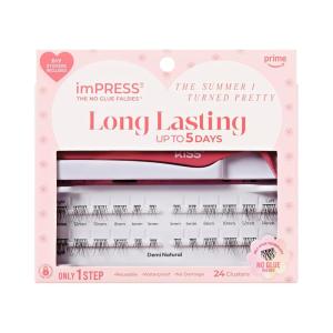 imPRESS | The Summer I Turned Pretty Long Lasting Self Adhesive Eyelashes, ‘Demi Bold’, 24 Medium Volume Press On Lash Clusters, 5mm-14mm, Non-Stick Applicator, Bonus Stickers, Reusable Case(Demi Natural)