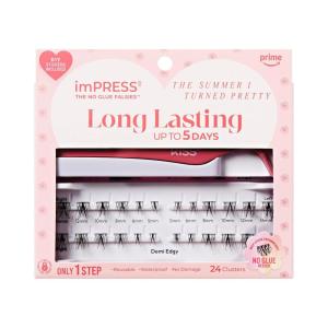 imPRESS | The Summer I Turned Pretty Long Lasting Self Adhesive Eyelashes, ‘Demi Bold’, 24 Medium Volume Press On Lash Clusters, 5mm-14mm, Non-Stick Applicator, Bonus Stickers, Reusable Case(Demi Edgy)