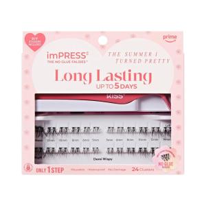 imPRESS | The Summer I Turned Pretty Long Lasting Self Adhesive Eyelashes, ‘Demi Bold’, 24 Medium Volume Press On Lash Clusters, 5mm-14mm, Non-Stick Applicator, Bonus Stickers, Reusable Case(Demi Wispy)