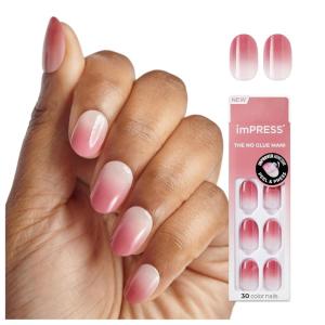 imPRESS Color Ombre Press On Nails, ‘Friendzone’, Blue, Short Oval, PureFit Technology, Patented Super Hold Adhesive, Chip Proof, Smudge Proof, Mini Nail File, Manicure Stick & 30 Fake Nails(Beat The Heat)