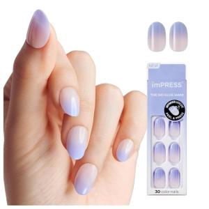 imPRESS Color Ombre Press On Nails, ‘Friendzone’, Blue, Short Oval, PureFit Technology, Patented Super Hold Adhesive, Chip Proof, Smudge Proof, Mini Nail File, Manicure Stick & 30 Fake Nails(Friendzone)