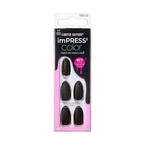 imPRESS Color Press-On Nails, Halloween, No Glue Needed, Black, Medium Coffin, 33 Ct.(Terror-iffic)