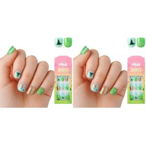 imPRESS MINI X WICKED: FOR GOOD Press On Nails for Kids, ‘Perfect Duet’, Green & Blue, Squoval, The No Glue Instant Mani, Non- Toxic, Includes Mini Nail File and 20 Fake Nails(Kids (Pack of 2))