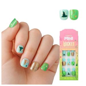 imPRESS MINI X WICKED: FOR GOOD Press On Nails for Kids, ‘Perfect Duet’, Green & Blue, Squoval, The No Glue Instant Mani, Non- Toxic, Includes Mini Nail File and 20 Fake Nails(Kids)