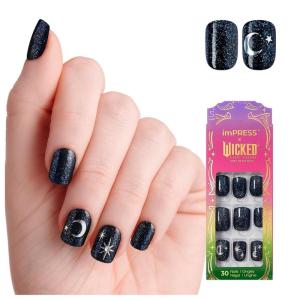 imPRESS X WICKED: FOR GOOD Press On Nails, ‘Living in a Dream’, Purple, Medium Coffin, New Improved Adhesive, Up To 10 Day Hold, Includes 30 Fake Nails, 1 Prep Pad, 1 Manicure Stick, 1 Mini File(Know Your Power)