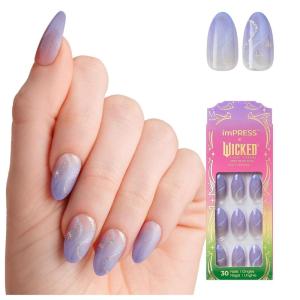 imPRESS X WICKED: FOR GOOD Press On Nails, ‘Living in a Dream’, Purple, Medium Coffin, New Improved Adhesive, Up To 10 Day Hold, Includes 30 Fake Nails, 1 Prep Pad, 1 Manicure Stick, 1 Mini File(Living in a Dream)