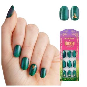 imPRESS X WICKED: FOR GOOD Press On Nails, ‘Living in a Dream’, Purple, Medium Coffin, New Improved Adhesive, Up To 10 Day Hold, Includes 30 Fake Nails, 1 Prep Pad, 1 Manicure Stick, 1 Mini File(A Story Of Two Halves)