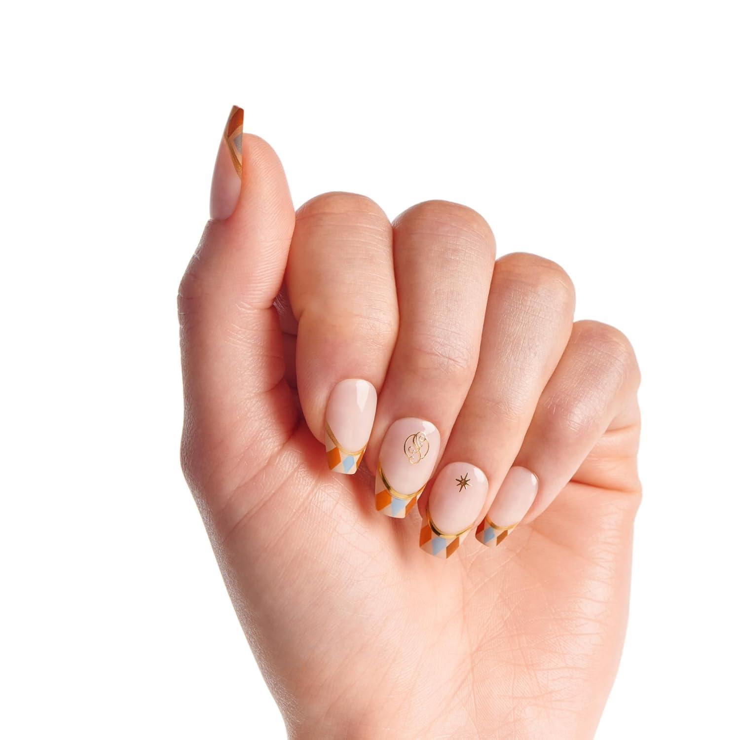imageWICKED X imPRESS Press On Nails Floating Over OZ Pink Short Oval New Improved Adhesive Up To 10 Day Hold Includes 30 Fake Nails 1 Prep Pad 1 Manicure Stick 1 Mini FileJolly Old Shiz