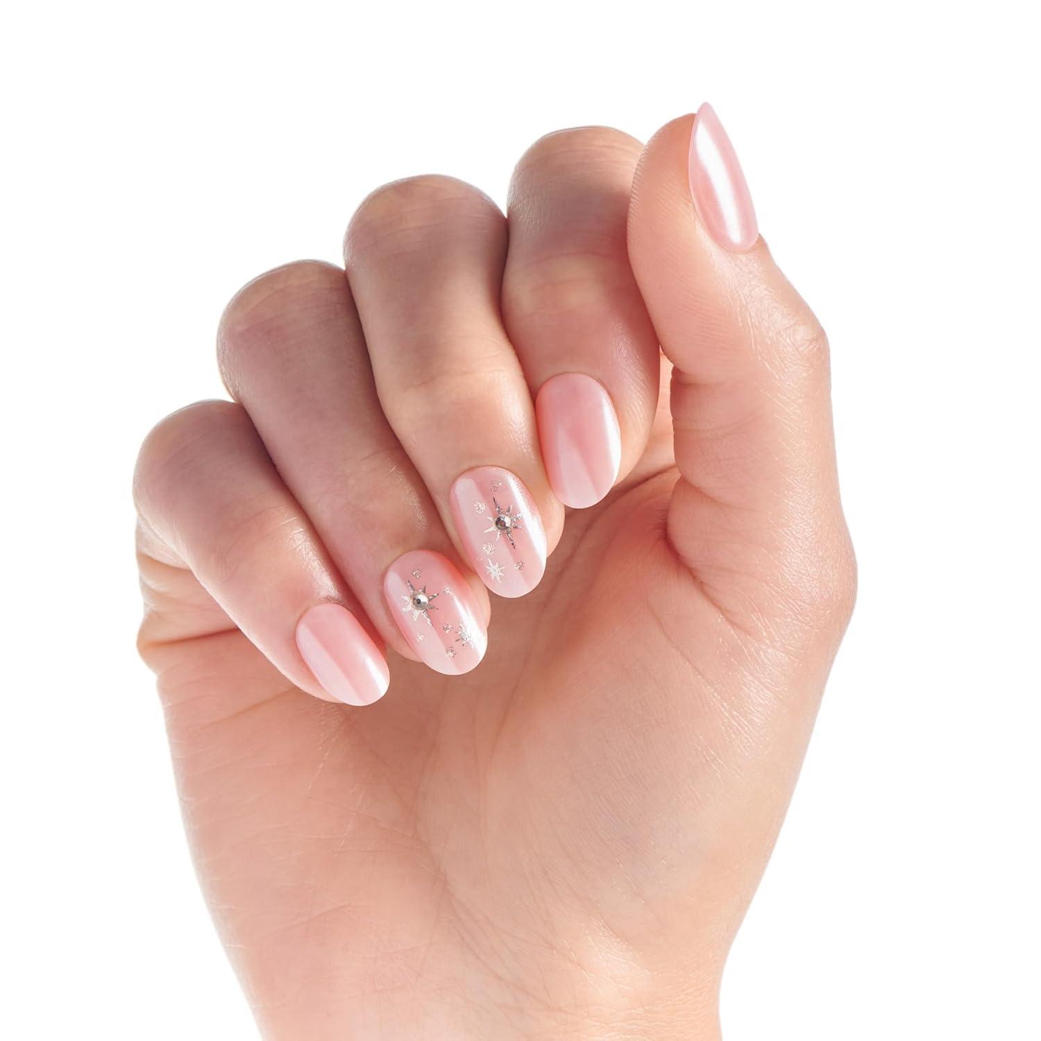 imageWICKED X imPRESS Press On Nails Floating Over OZ Pink Short Oval New Improved Adhesive Up To 10 Day Hold Includes 30 Fake Nails 1 Prep Pad 1 Manicure Stick 1 Mini FileFloating Over OZ