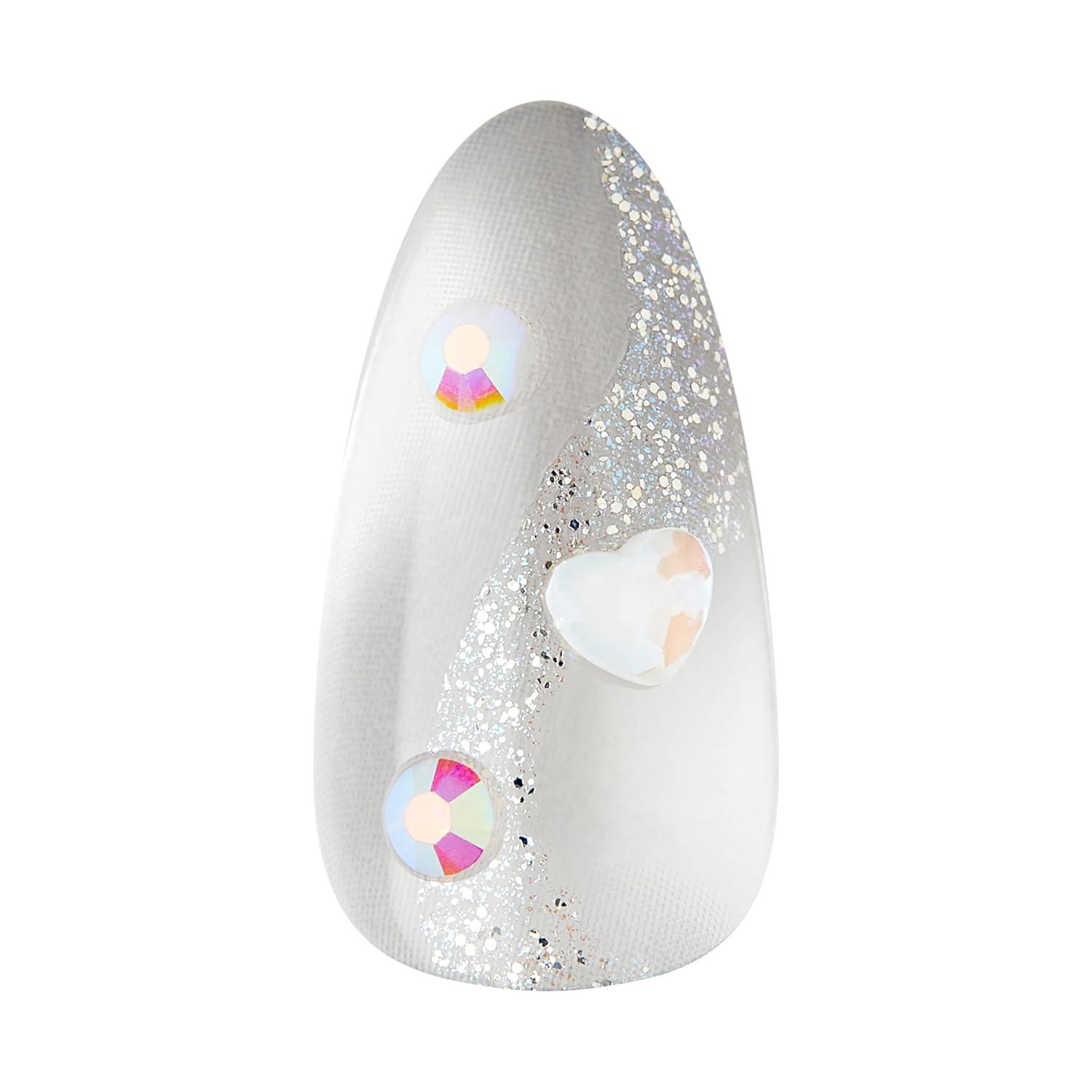imageKISS Gel Fantasy PressOn Nails Nail glue included Jelly Princess Gray Medium Size Almond Shape Includes 28 Nails 2g glue 1 Manicure Stick 1 Mini FileRhinestone