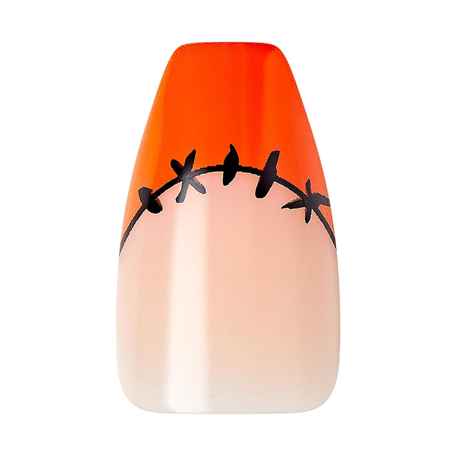 imageKISS Voguish Fantasy Halloween Nails Black ampamp Pink XLong Length Stiletto Shape Pink Gel Nail Glue 2g Mini Nail File Manicure Stick ampamp 28 Fake NailsNightmare