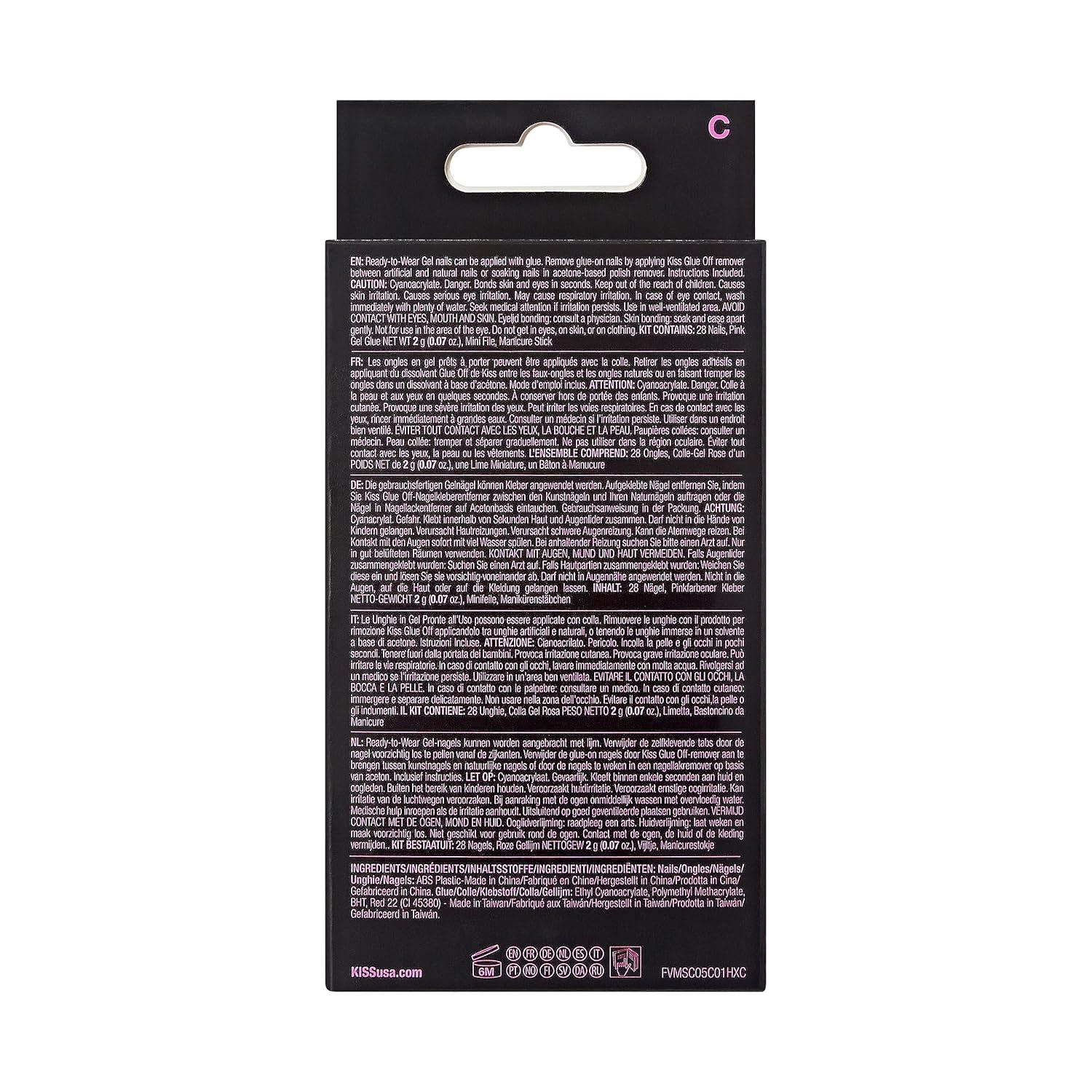 imageKISS Voguish Fantasy Halloween Nails Black ampamp Pink XLong Length Stiletto Shape Pink Gel Nail Glue 2g Mini Nail File Manicure Stick ampamp 28 Fake NailsNightmare