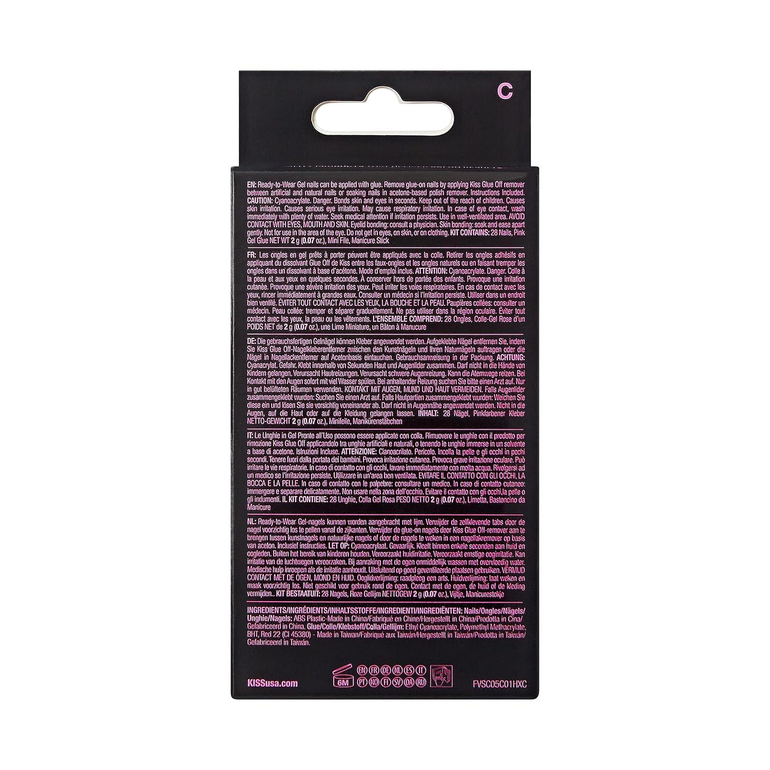 imageKISS Voguish Fantasy Halloween Nails Black ampamp Pink XLong Length Stiletto Shape Pink Gel Nail Glue 2g Mini Nail File Manicure Stick ampamp 28 Fake NailsBootiful