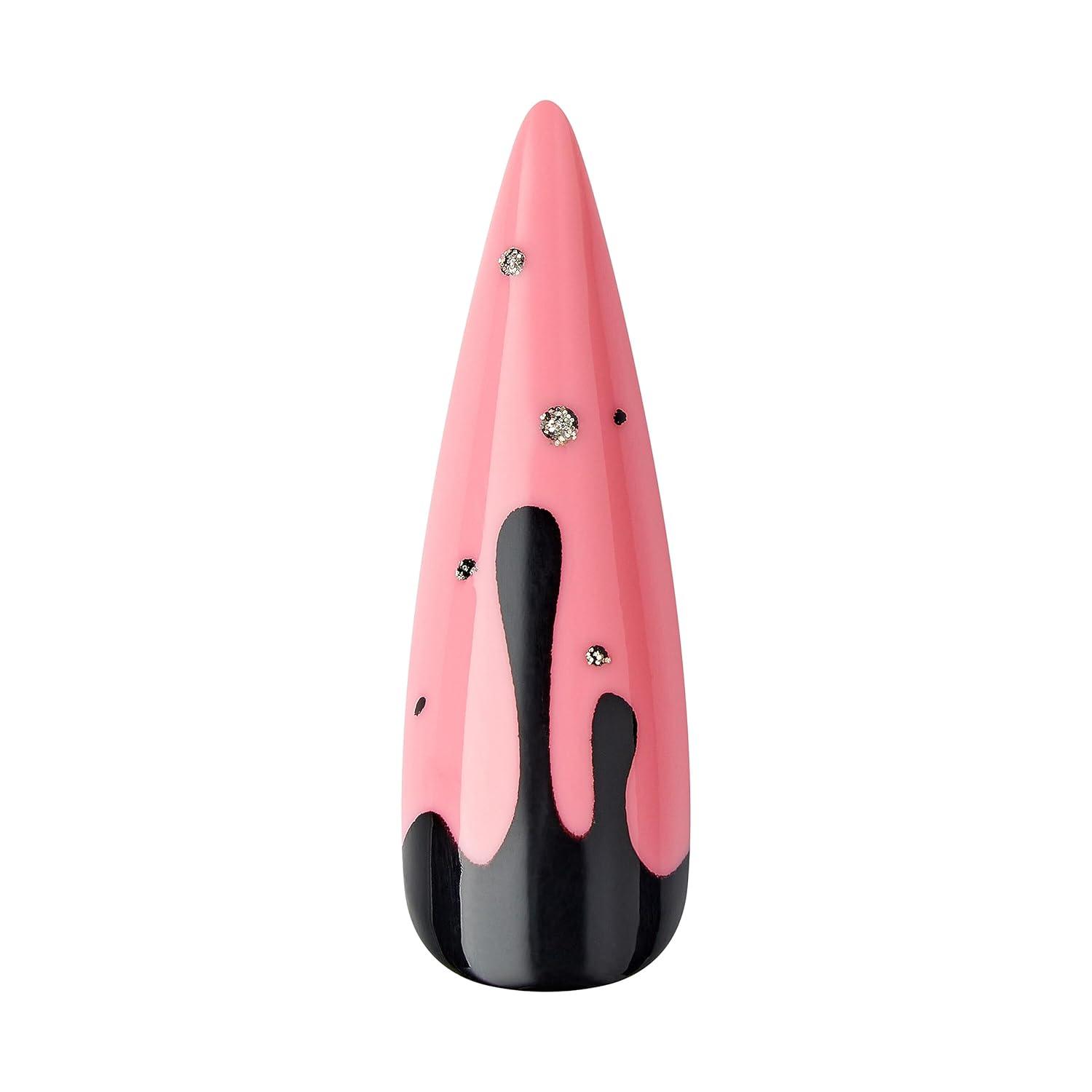 imageKISS Voguish Fantasy Halloween Nails Black ampamp Pink XLong Length Stiletto Shape Pink Gel Nail Glue 2g Mini Nail File Manicure Stick ampamp 28 Fake NailsFright Night