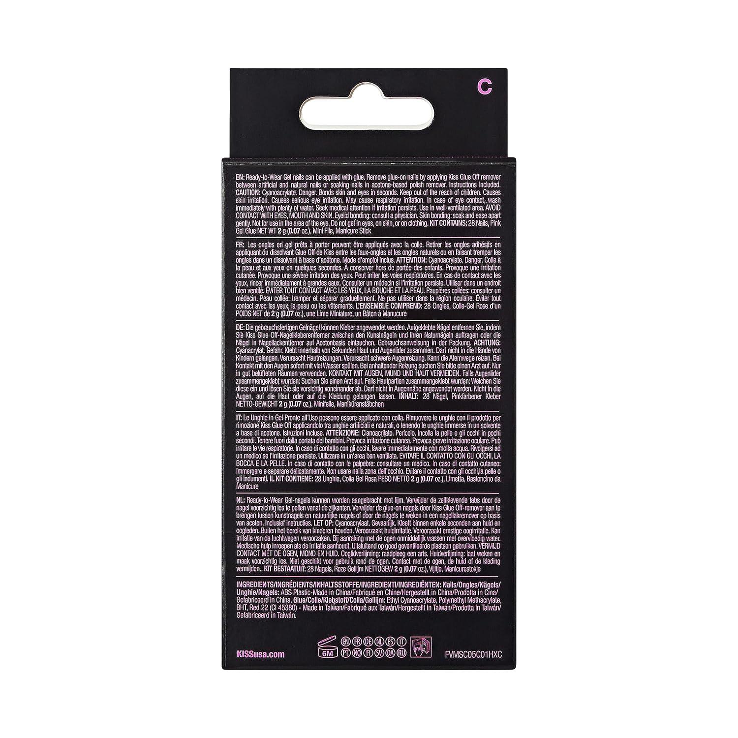 imageKISS Voguish Fantasy Halloween Nails Black ampamp Pink XLong Length Stiletto Shape Pink Gel Nail Glue 2g Mini Nail File Manicure Stick ampamp 28 Fake NailsScaredy Cats