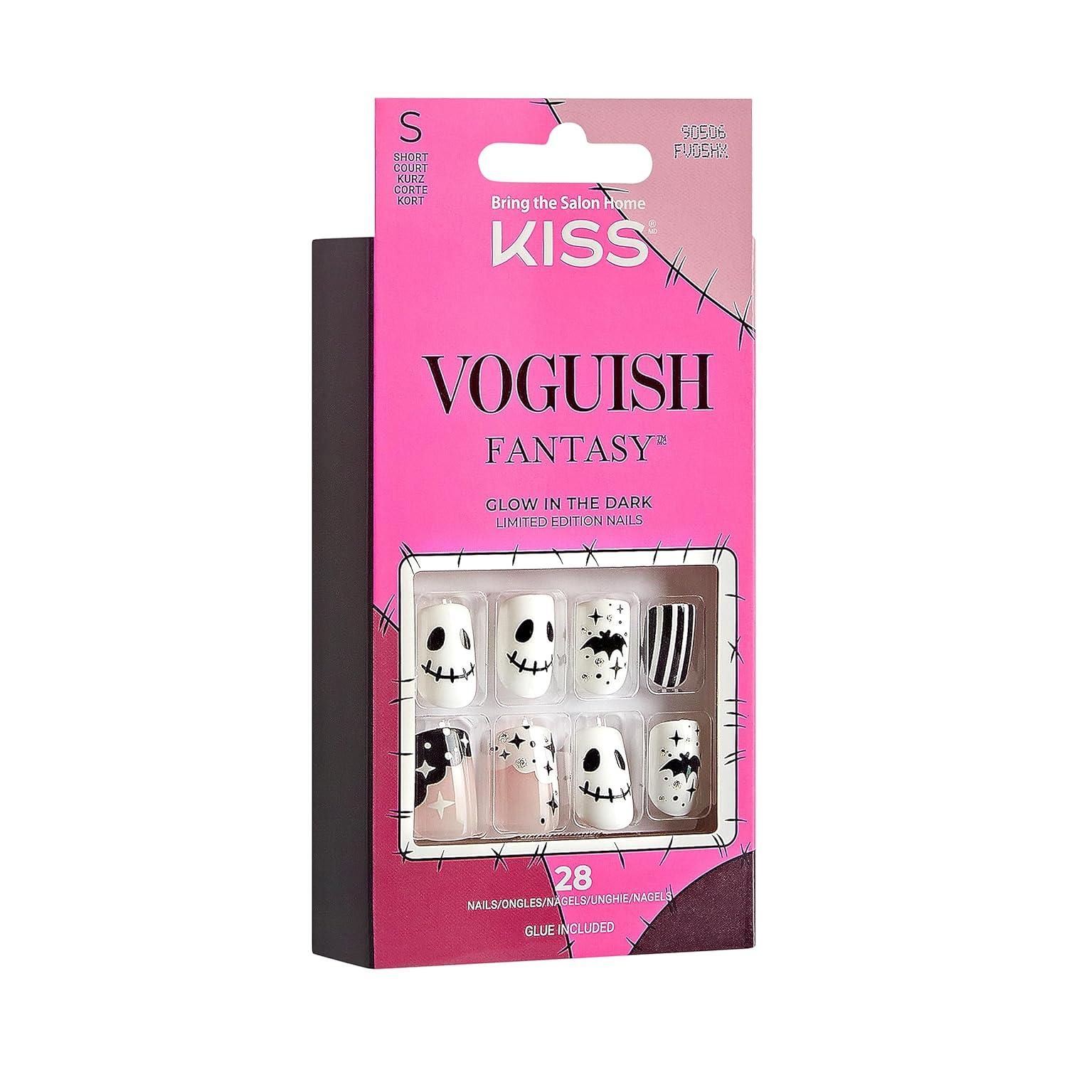 imageKISS Voguish Fantasy Halloween Nails Black ampamp Pink XLong Length Stiletto Shape Pink Gel Nail Glue 2g Mini Nail File Manicure Stick ampamp 28 Fake NailsBootiful