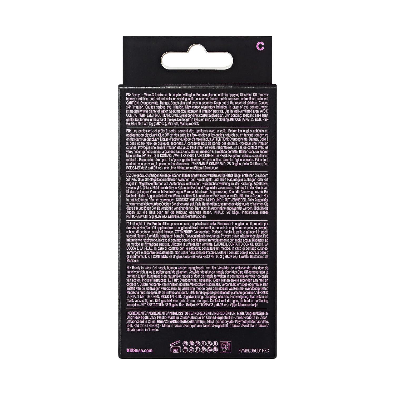 imageKISS Voguish Fantasy Halloween Nails Black ampamp Pink XLong Length Stiletto Shape Pink Gel Nail Glue 2g Mini Nail File Manicure Stick ampamp 28 Fake NailsFrankentastc