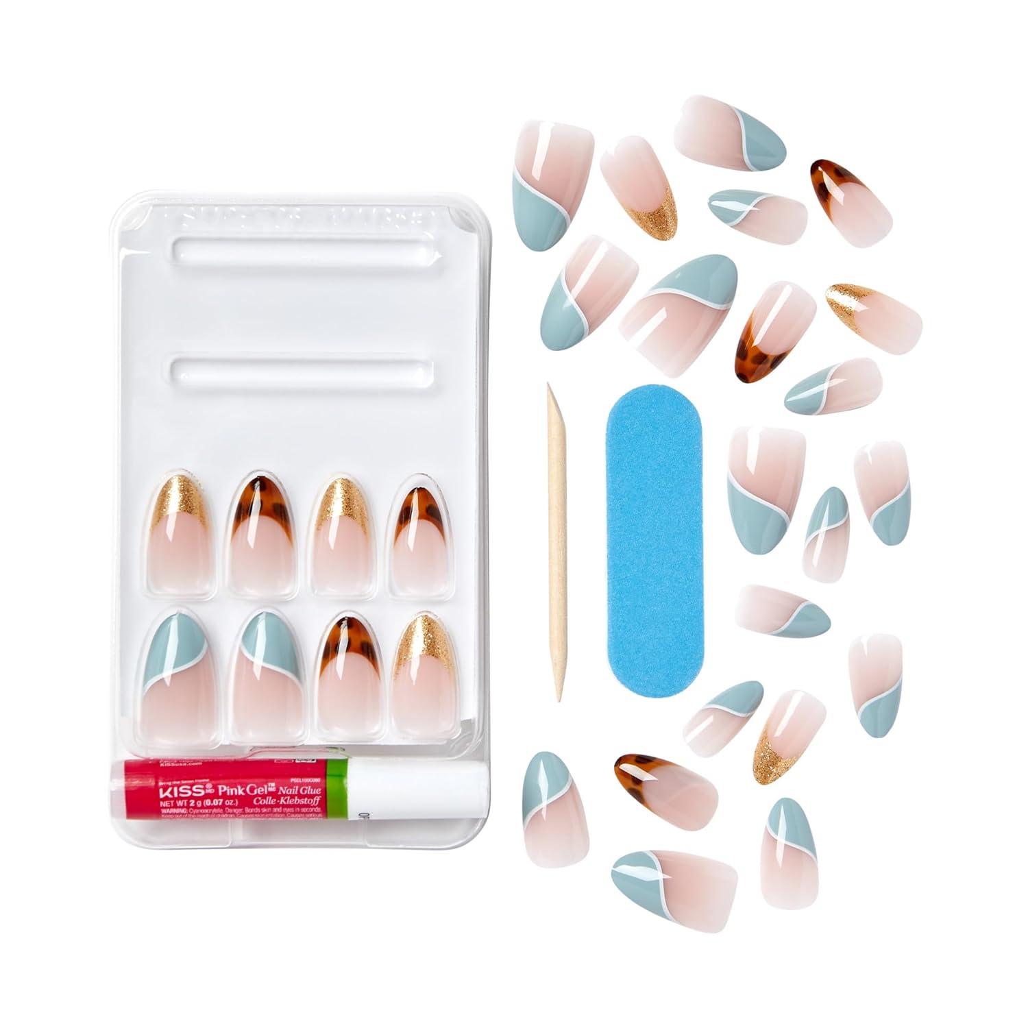 imageKISS Voguish Fantasy Press On Nails Nail glue included Hush Rush Black Short Size Coffin Shape Includes 28 Nails 2g Glue 1 Manicure Stick 1 Mini fileCharmante