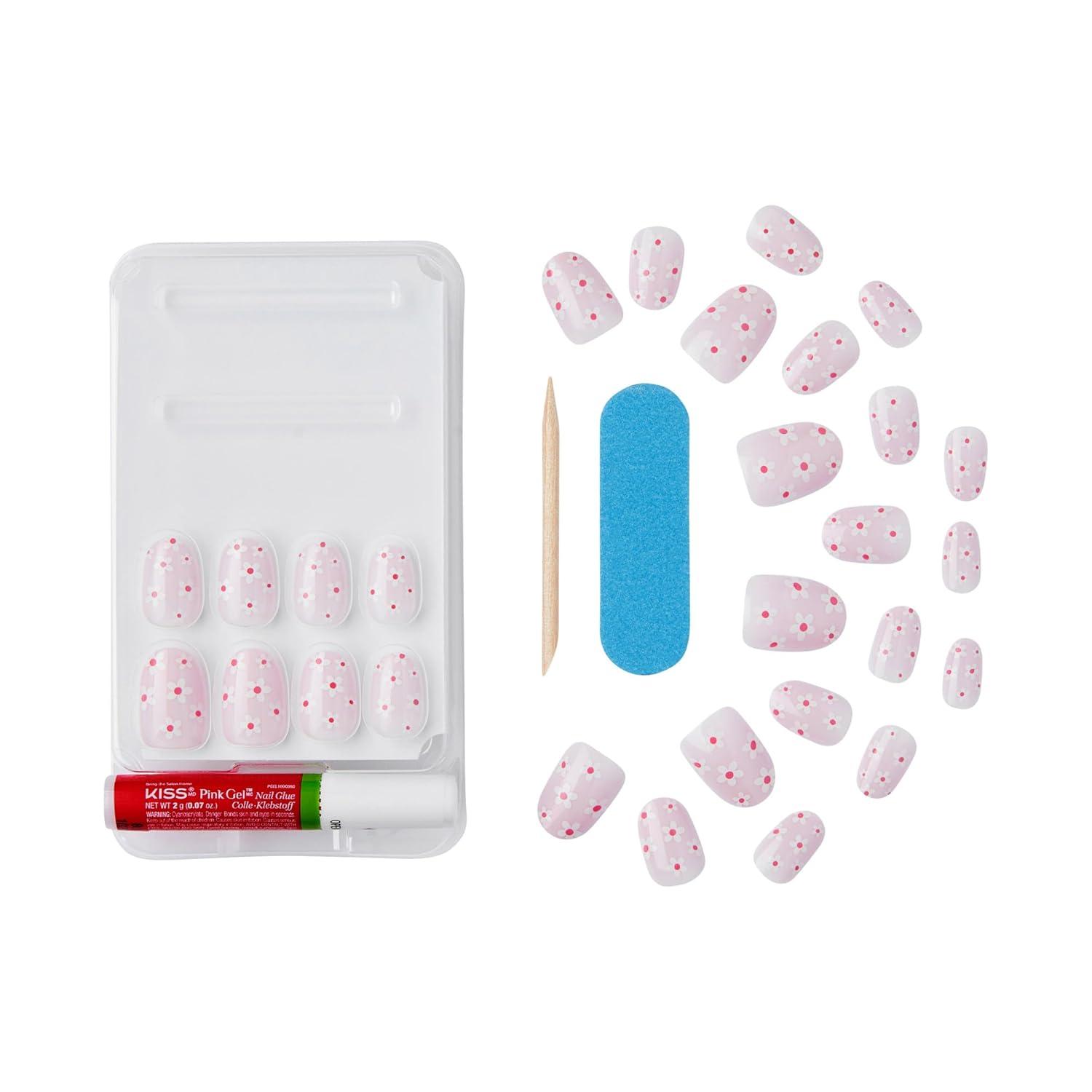 imageKISS Voguish Fantasy Press On Nails Nail glue included Hush Rush Black Short Size Coffin Shape Includes 28 Nails 2g Glue 1 Manicure Stick 1 Mini fileLuminary