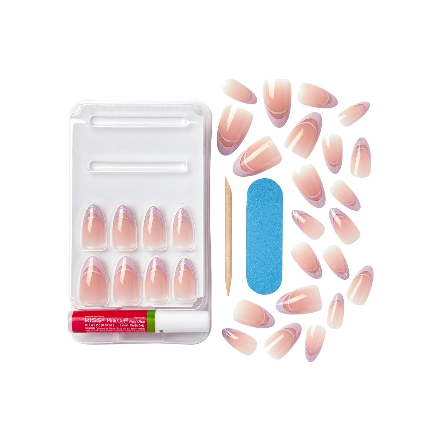 imageKISS Voguish Fantasy Press On Nails Nail glue included Hush Rush Black Short Size Coffin Shape Includes 28 Nails 2g Glue 1 Manicure Stick 1 Mini fileRainy Night