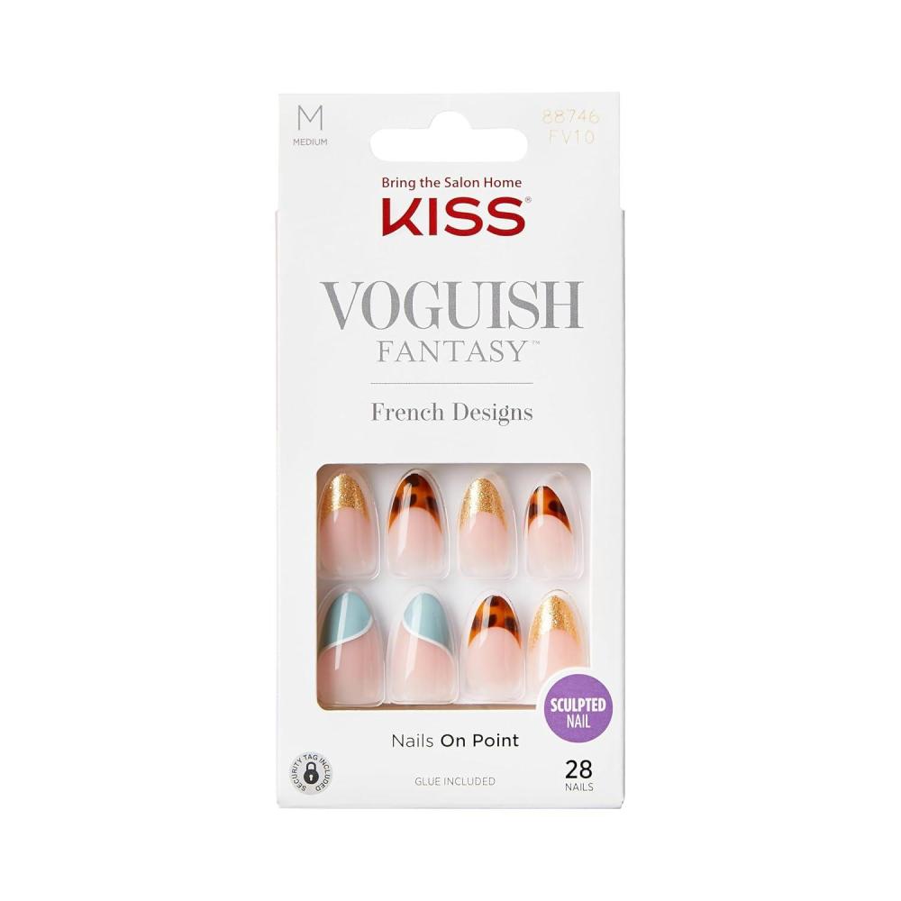 imageKISS Voguish Fantasy Press On Nails Nail glue included Hush Rush Black Short Size Coffin Shape Includes 28 Nails 2g Glue 1 Manicure Stick 1 Mini fileCharmante