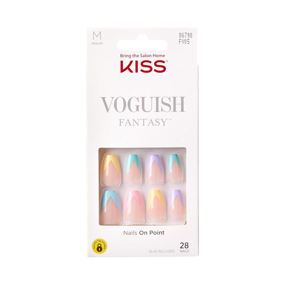 imageKISS Voguish Fantasy Press On Nails Nail glue included Hush Rush Black Short Size Coffin Shape Includes 28 Nails 2g Glue 1 Manicure Stick 1 Mini fileDisco Ball