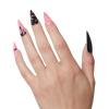 KISS Voguish Fantasy Halloween Nails, Black & Pink, X-Long Length, Stiletto Shape, Pink Gel Nail Glue (2g), Mini Nail File, Manicure Stick, & 28 Fake Nails(Fright Night)