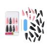KISS Voguish Fantasy Halloween Nails, Black & Pink, X-Long Length, Stiletto Shape, Pink Gel Nail Glue (2g), Mini Nail File, Manicure Stick, & 28 Fake Nails(Fright Night)