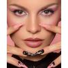 KISS Voguish Fantasy Halloween Nails, Black & Pink, X-Long Length, Stiletto Shape, Pink Gel Nail Glue (2g), Mini Nail File, Manicure Stick, & 28 Fake Nails(Fright Night)