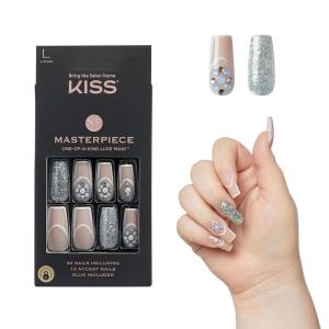 KISS Masterpiece One-Of-A-Kind Luxe Manicure – Long, Square – Members Only, Waterproof, Durable, Flexible, No Damage, Trendy & Intricate Nail Art From Home, Lasts Up to 7 Days | 30 Count(Members Only)