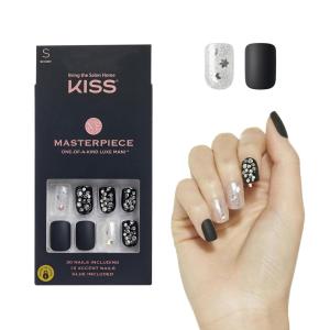 KISS Masterpiece One-Of-A-Kind Luxe Manicure – Long, Square – Members Only, Waterproof, Durable, Flexible, No Damage, Trendy & Intricate Nail Art From Home, Lasts Up to 7 Days | 30 Count(Show My Throne)