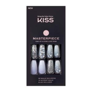 KISS Masterpiece One-Of-A-Kind Luxe Manicure, Premium Acrylic Fake Nails with Pink Gel Nail Glue, Manicure Stick, Mini Nail File, & 30 Glue On Nails Including 12 Accent Nails(Pink)