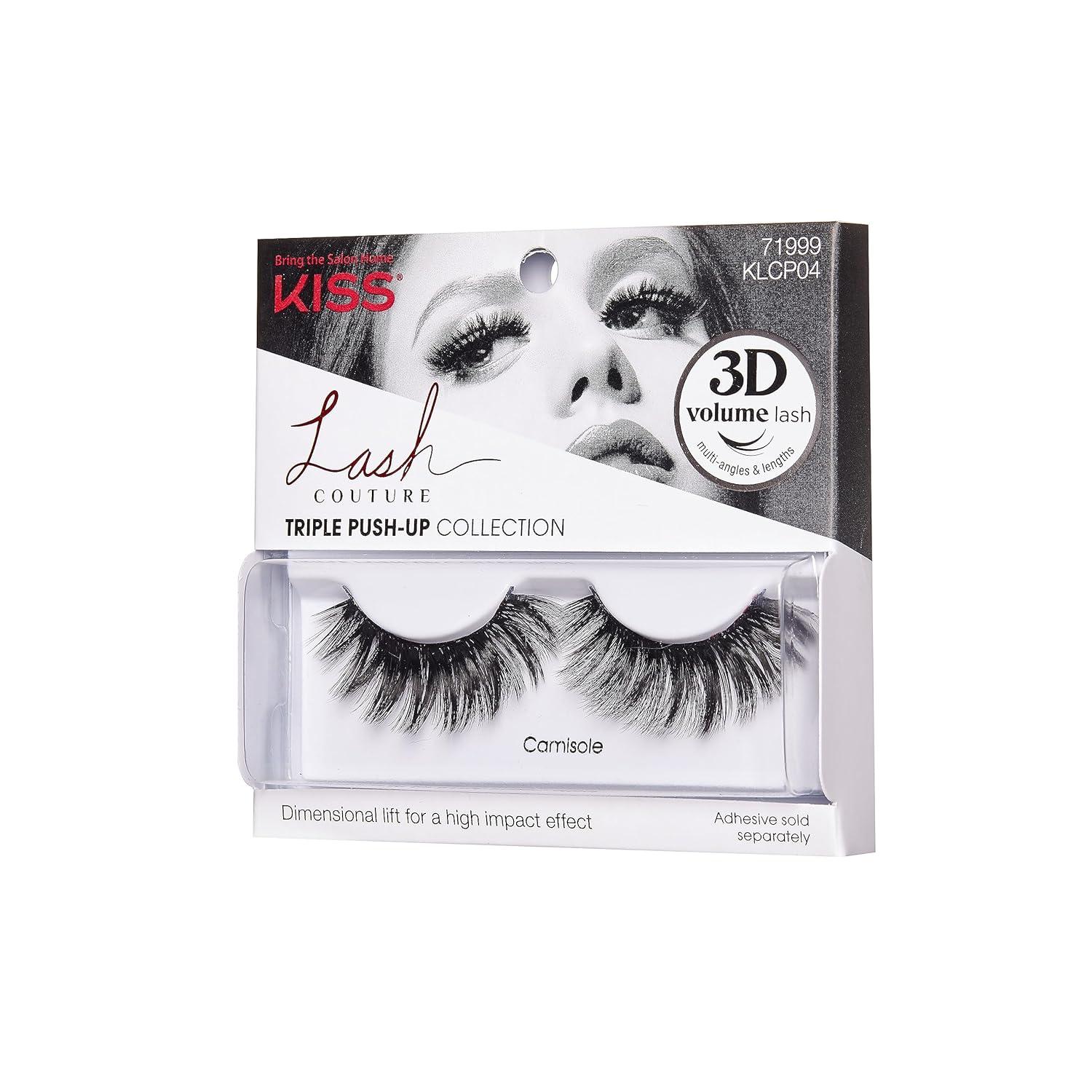 imageKISS Lash Couture Triple Push Up Collection 3D Volume False Eyelashes with Triple Design Technology MultiAngles ampamp Lengths Reusable Style Camisole 1 Pair Fake Eyelashes