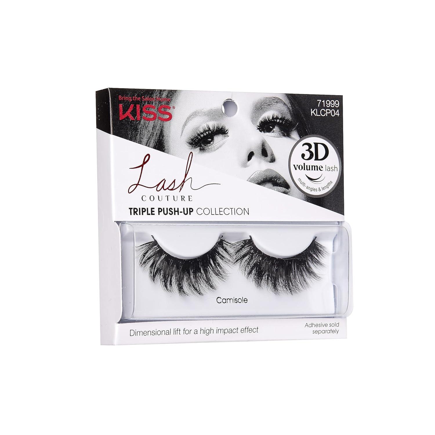 imageKISS Lash Couture Triple Push Up Collection 3D Volume False Eyelashes with Triple Design Technology MultiAngles ampamp Lengths Reusable Style Camisole 1 Pair Fake Eyelashes