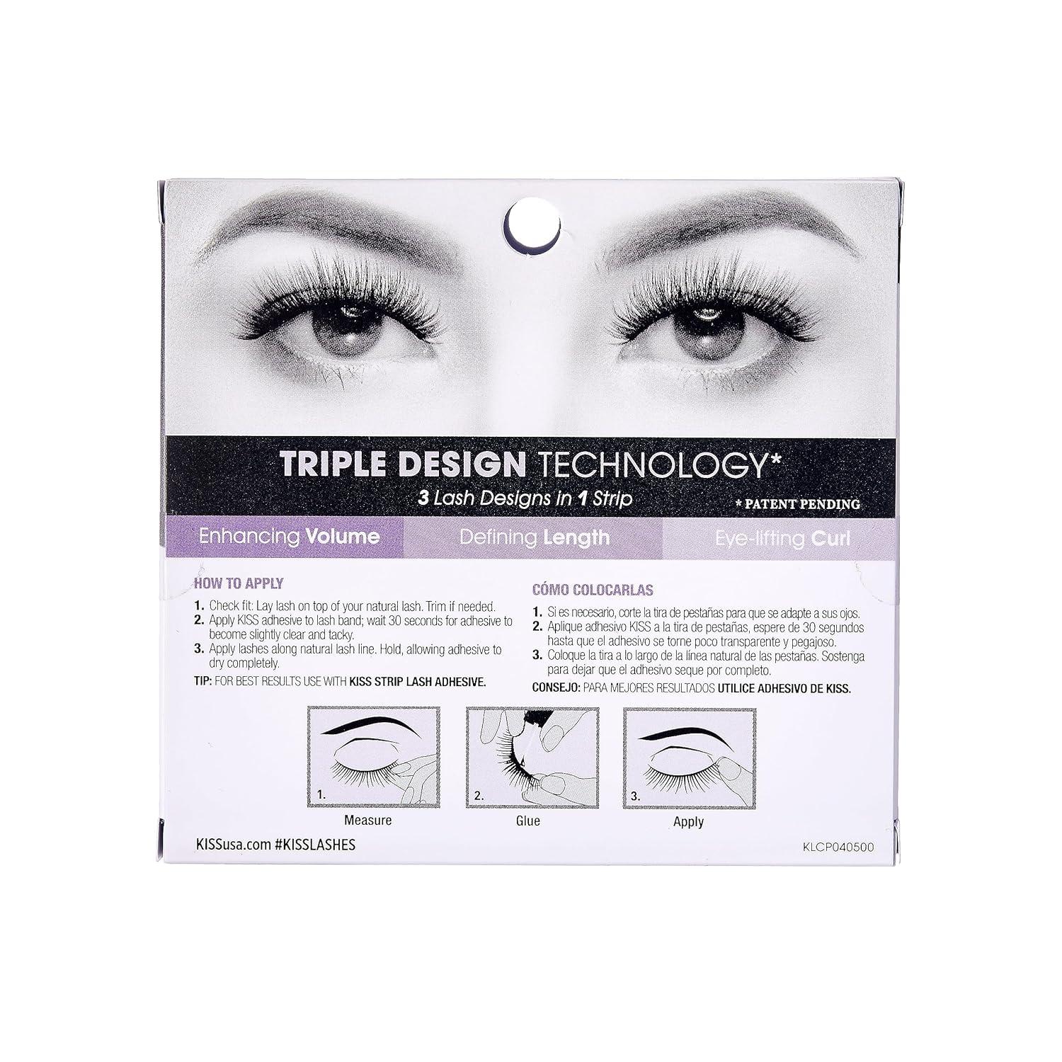 imageKISS Lash Couture Triple Push Up Collection 3D Volume False Eyelashes with Triple Design Technology MultiAngles ampamp Lengths Reusable Style Camisole 1 Pair Fake Eyelashes