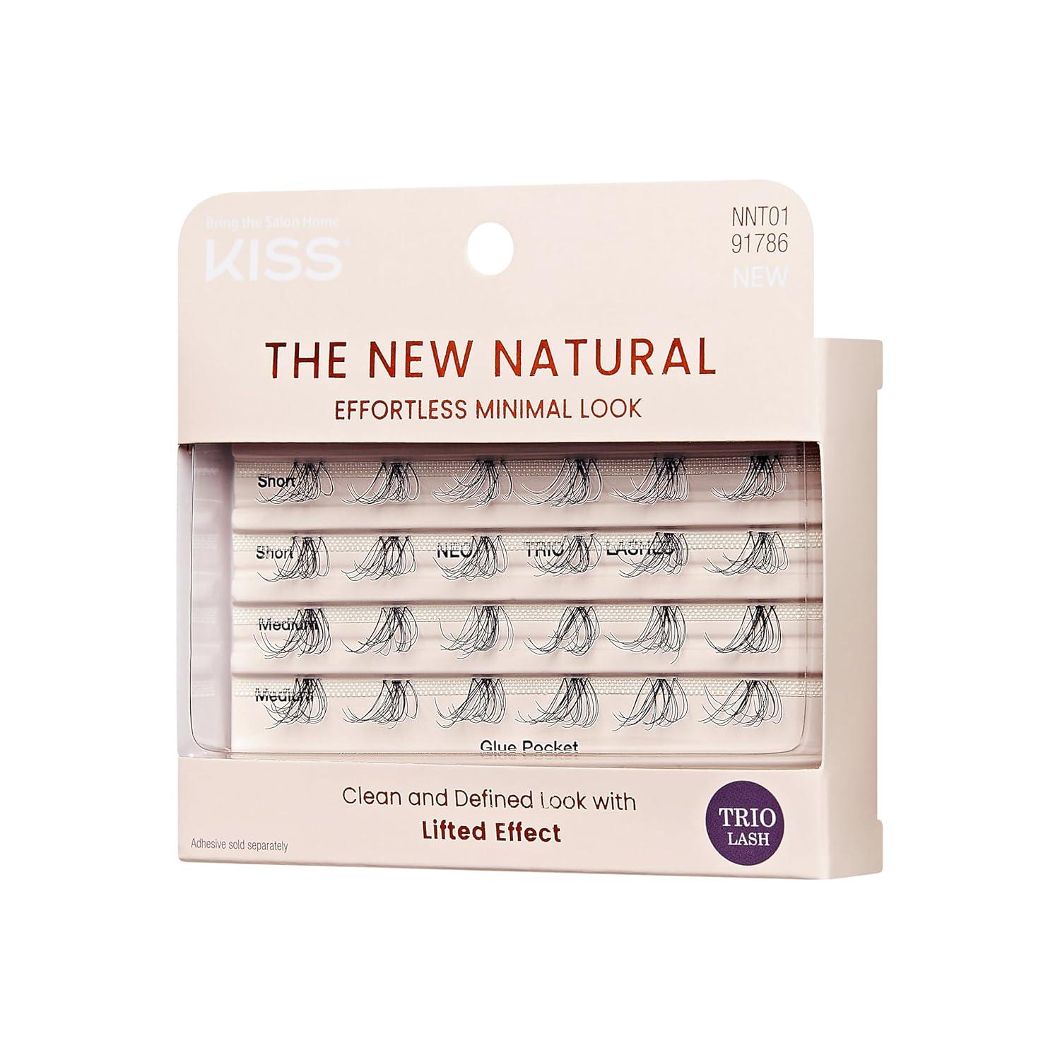 imageKISS The New Natural False Eyelashes Neo 12mm14mm Includes 24 Wisps Easy to Apply Reusable Lash Clusters4 pair Pack of 1
